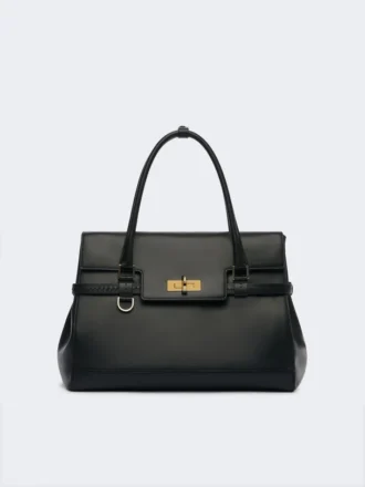 Borsa in pelle naturale, nera