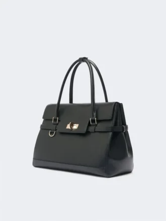 Borsa in pelle naturale, nera