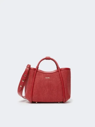 Borsa marina extra-piccola in intreccio a canestro effetto rafia, rossa