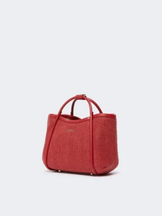 Borsa marina extra-piccola in intreccio a canestro effetto rafia, rossa