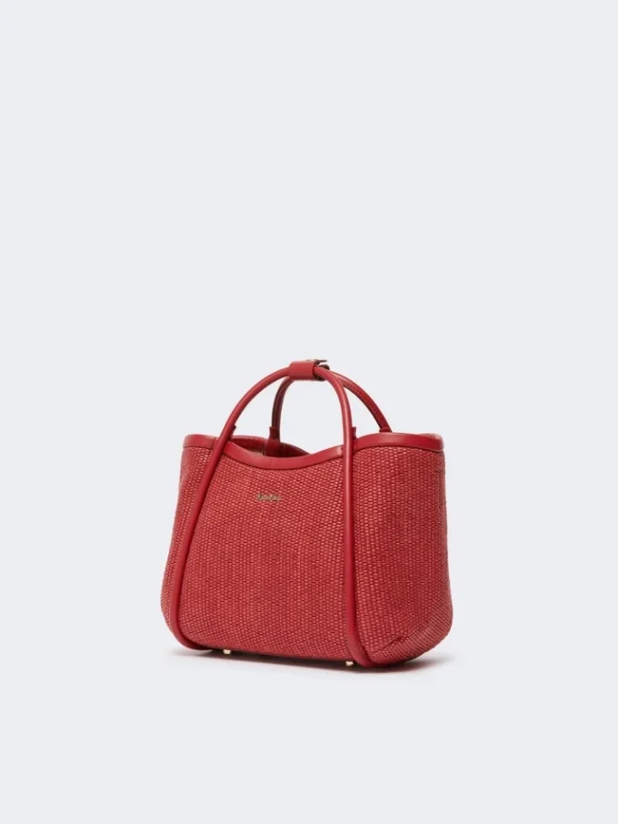 Borsa marina extra-piccola in intreccio a canestro effetto rafia, rossa Borsa marina extra-piccola in intreccio a canestro effetto rafia, rossa