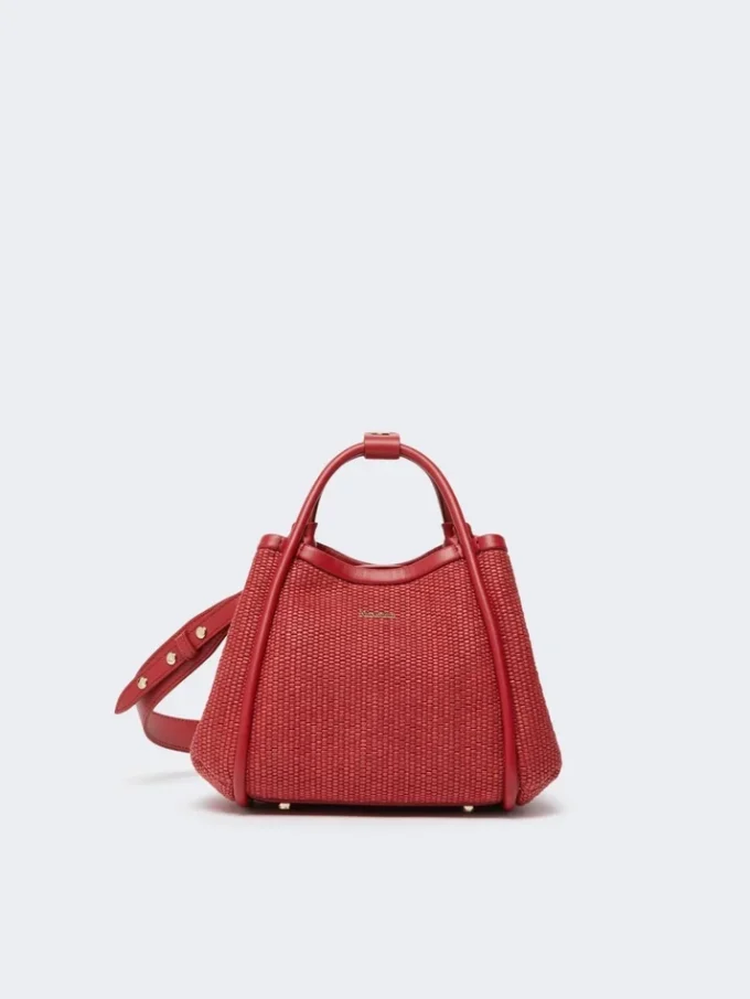 Borsa marina extra-piccola in intreccio a canestro effetto rafia, rossa Borsa marina extra-piccola in intreccio a canestro effetto rafia, rossa