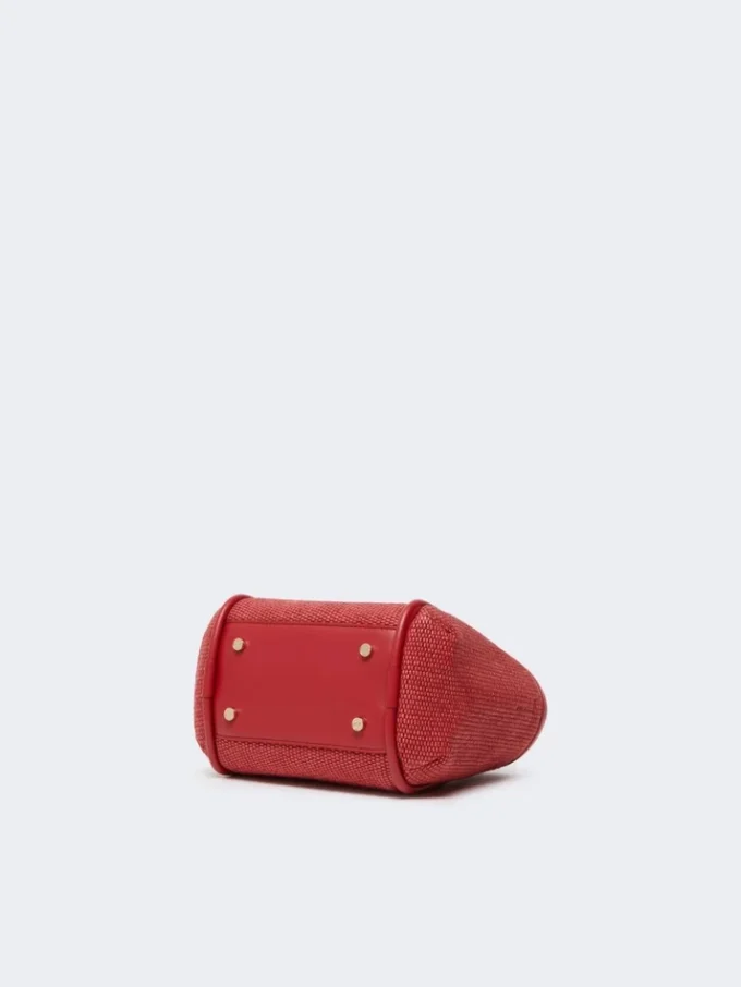 Borsa marina extra-piccola in intreccio a canestro effetto rafia, rossa Borsa marina extra-piccola in intreccio a canestro effetto rafia, rossa