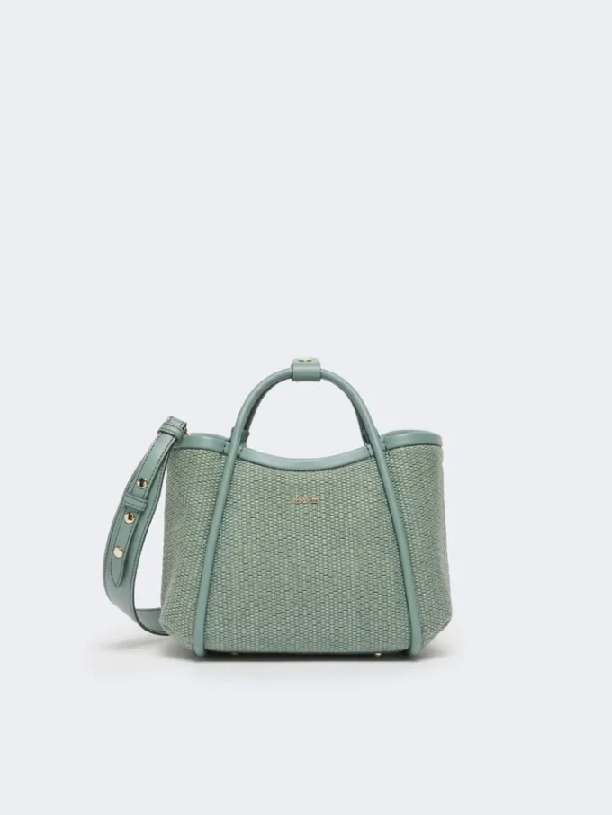 Borsa marina extra-piccola in intreccio a canestro effetto rafia, verde salvia Borsa marina extra-piccola in intreccio a canestro effetto rafia, verde salvia