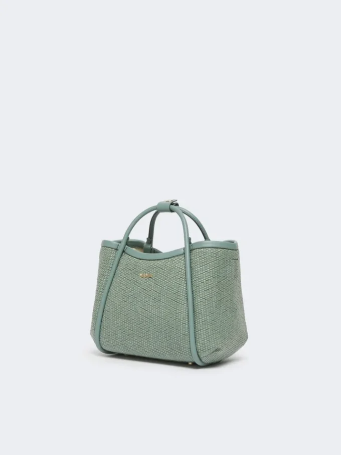 Borsa marina extra-piccola in intreccio a canestro effetto rafia, verde salvia Borsa marina extra-piccola in intreccio a canestro effetto rafia, verde salvia