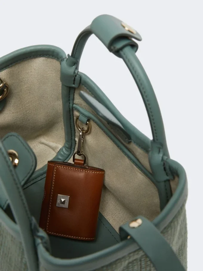 Borsa marina extra-piccola in intreccio a canestro effetto rafia, verde salvia Borsa marina extra-piccola in intreccio a canestro effetto rafia, verde salvia