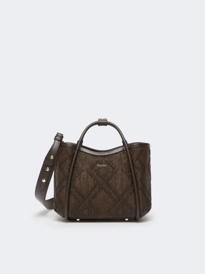 Borsa marina extra-piccola in intreccio a rombi, marrone scuro Borsa marina extra-piccola in intreccio a rombi, marrone scuro