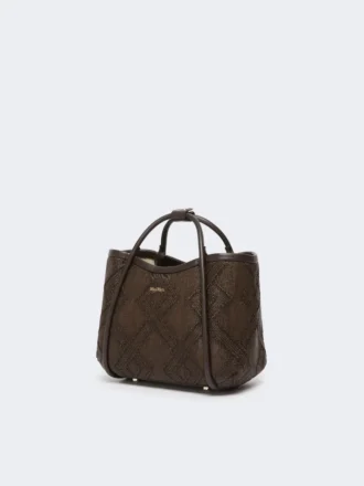 Borsa marina extra-piccola in intreccio a rombi, marrone scuro
