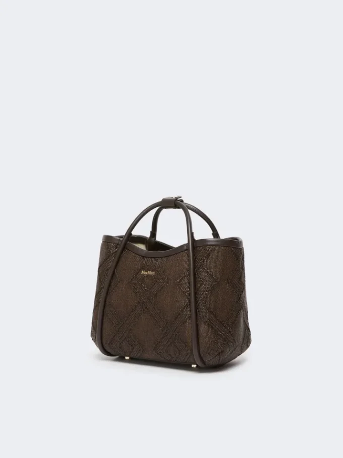 Borsa marina extra-piccola in intreccio a rombi, marrone scuro Borsa marina extra-piccola in intreccio a rombi, marrone scuro