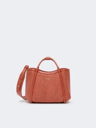 Borsa marina extra-small effetto rafia intrecciata, color terracotta