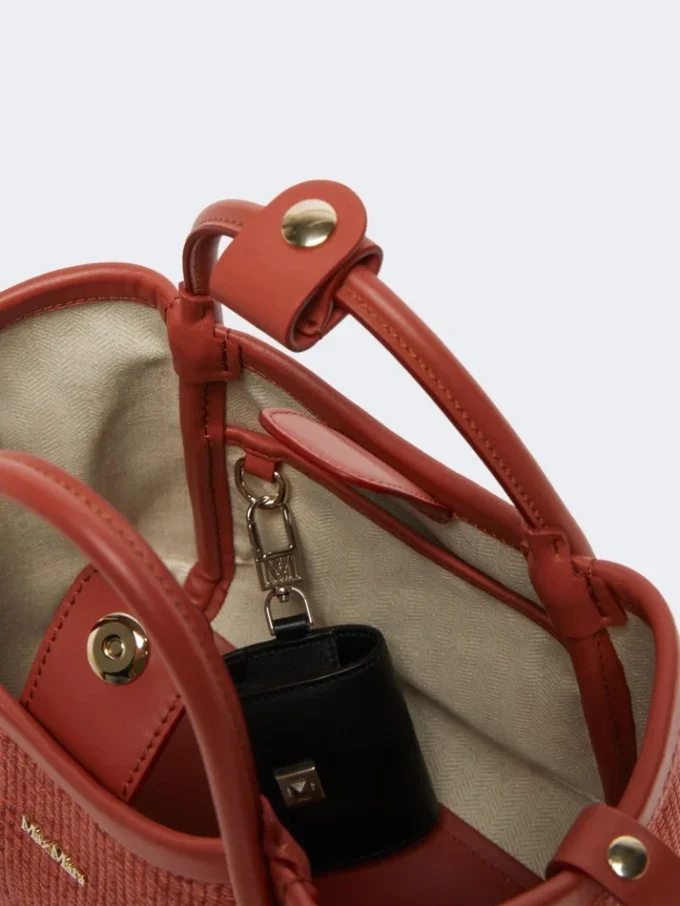 Borsa marina extra-small effetto rafia intrecciata, color terracotta Borsa marina extra-small effetto rafia intrecciata, color terracotta