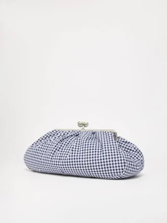 Borsa Pasticcino grande in cotone a quadretti, blu oltremare