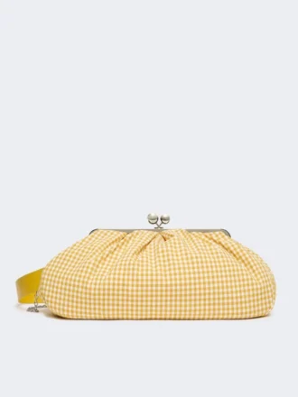 Borsa Pasticcino grande in cotone a quadretti, giallo