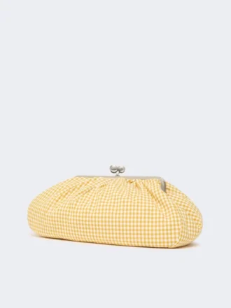 Borsa Pasticcino grande in cotone a quadretti, giallo