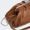Borsa Pasticcino grande in pelle di montone, color tabacco