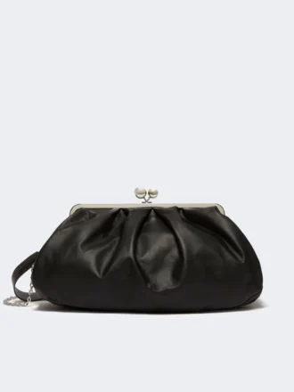 Borsa Pasticcino grande in pelle di montone, nera
