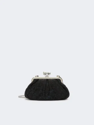 Borsa Pasticcino in bouclé di lana, nera