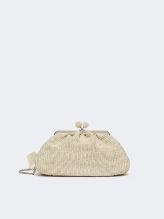 Borsa Pasticcino media effetto rafia, tortora