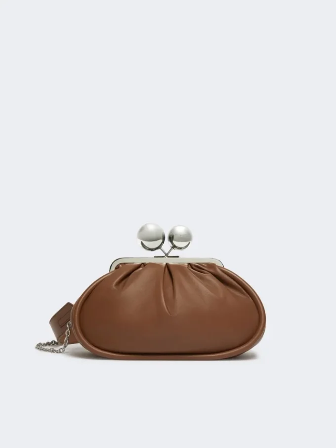 Borsa Pasticcino media in nappa lucida, color tabacco