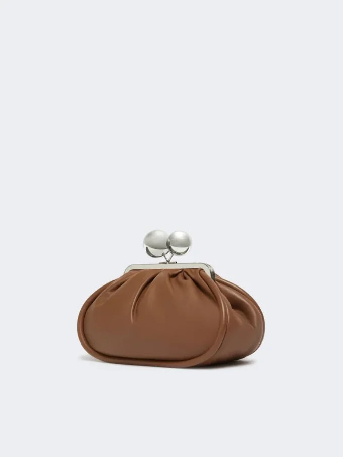 Borsa Pasticcino media in nappa lucida, color tabacco