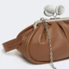 Borsa Pasticcino media in nappa lucida, color tabacco