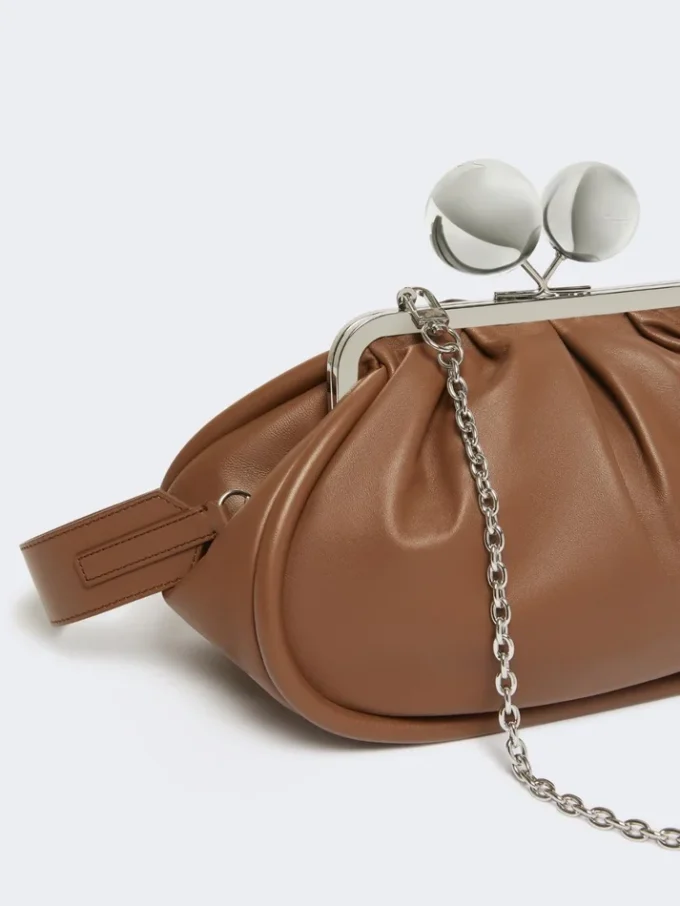 Borsa Pasticcino media in nappa lucida, color tabacco