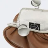 Borsa Pasticcino media in nappa lucida, color tabacco