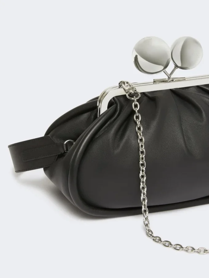 Borsa Pasticcino media in nappa lucida, nera