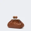 Borsa Pasticcino media in pelle con stampa coccodrillo, rosso-marrone