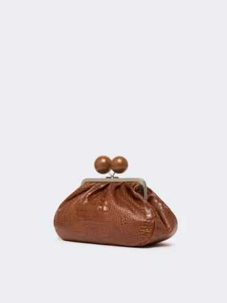 Borsa Pasticcino media in pelle con stampa coccodrillo, rosso-marrone Borsa Pasticcino media in pelle con stampa coccodrillo, rosso-marrone