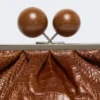 Borsa Pasticcino media in pelle con stampa coccodrillo, rosso-marrone