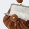 Borsa Pasticcino media in pelle con stampa coccodrillo, rosso-marrone
