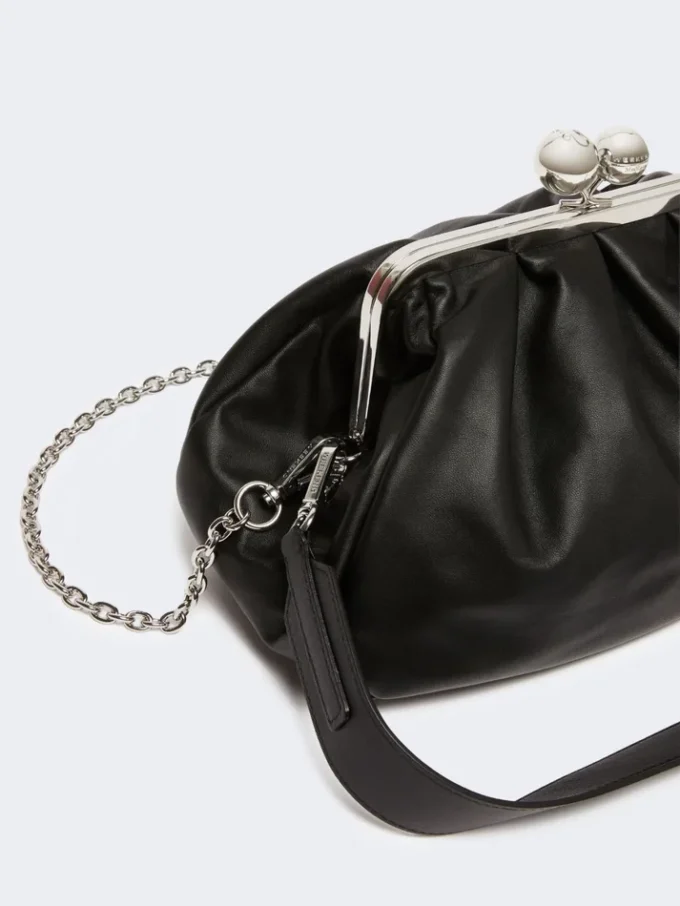 Borsa Pasticcino media in pelle di montone, nera