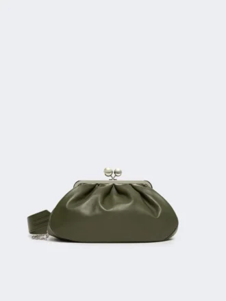 Borsa Pasticcino media in pelle di montone, verde scuro
