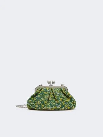 Borsa Pasticcino piccola in bouclé di lana, verde