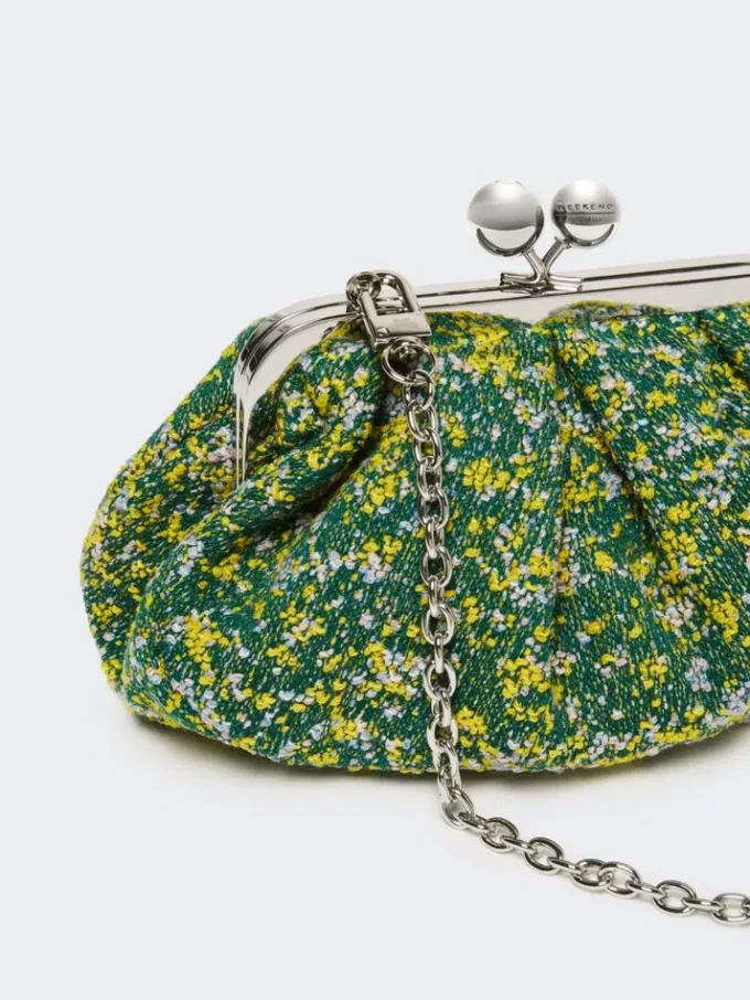 Borsa Pasticcino piccola in bouclé di lana, verde Borsa Pasticcino piccola in bouclé di lana, verde