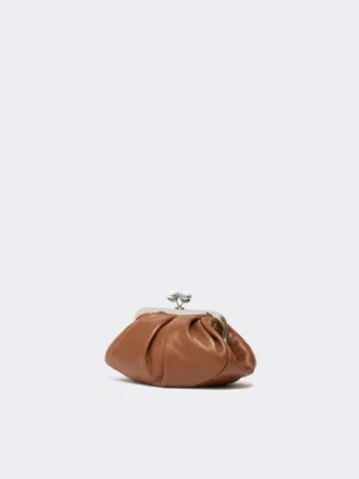 Borsa Pasticcino piccola in pelle di montone, color tabacco