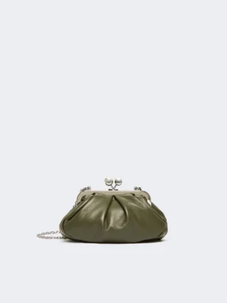 Borsa Pasticcino piccola in pelle di montone, verde scuro