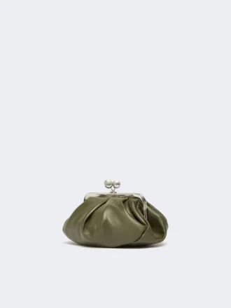 Borsa Pasticcino piccola in pelle di montone, verde scuro
