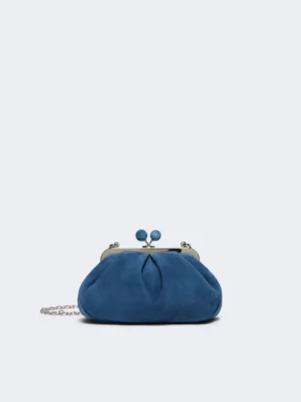 Borsa Pasticcino piccola in pelle scamosciata, blu fiordaliso