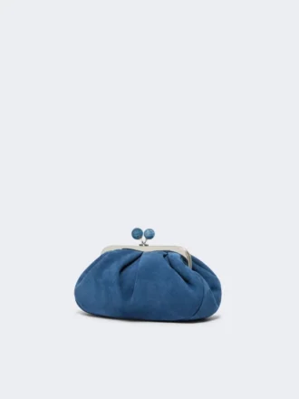 Borsa Pasticcino piccola in pelle scamosciata, blu fiordaliso