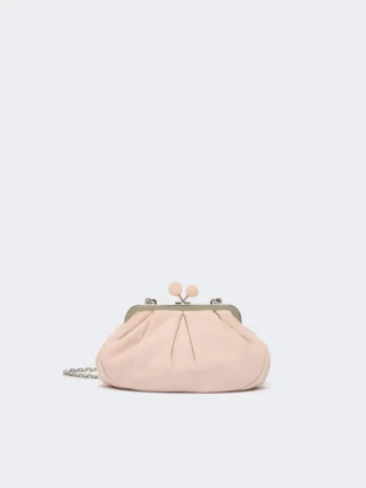 Borsa Pasticcino piccola in pelle scamosciata, color cipria