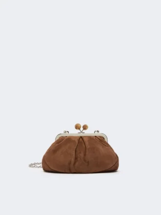 Borsa Pasticcino piccola in pelle scamosciata, marrone scuro