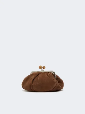 Borsa Pasticcino piccola in pelle scamosciata, marrone scuro