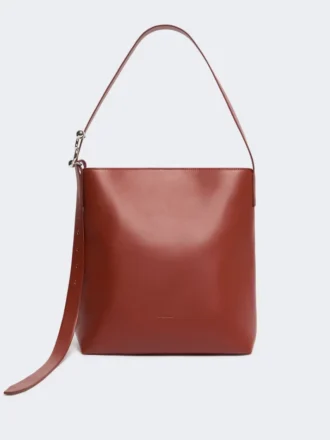 Borsa shopper in pelle con fibbia a S, color ruggine