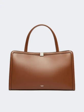 Borsa tote in pelle, color tabacco