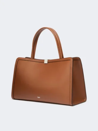 Borsa tote in pelle, color tabacco