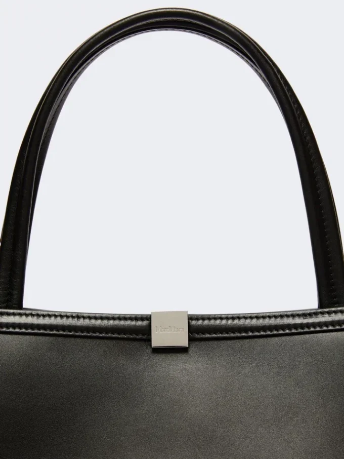 Borsa tote in pelle, nera