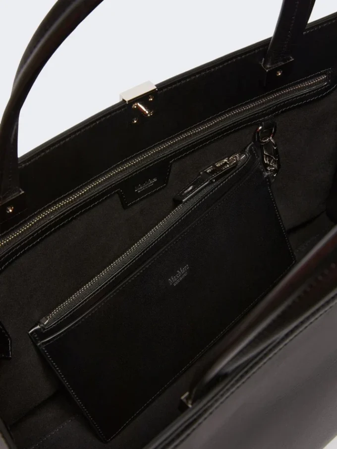 Borsa tote in pelle, nera