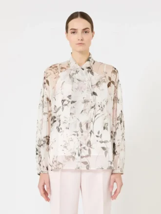 Camicetta in chiffon stampato, bianco